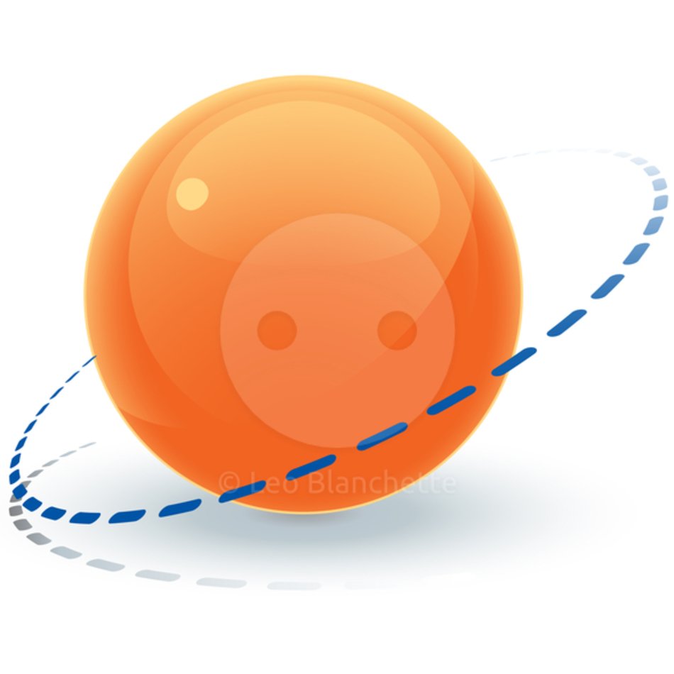 Of An Orange Orb Surrounded By A Dotted Line Casting Soft Shadow