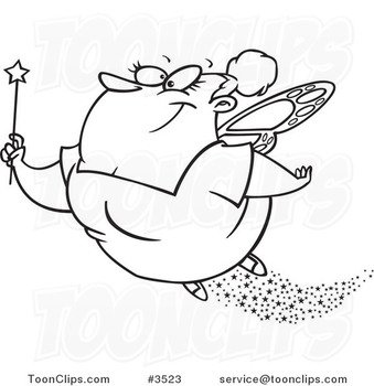 Cartoon Fairy Black And White N2