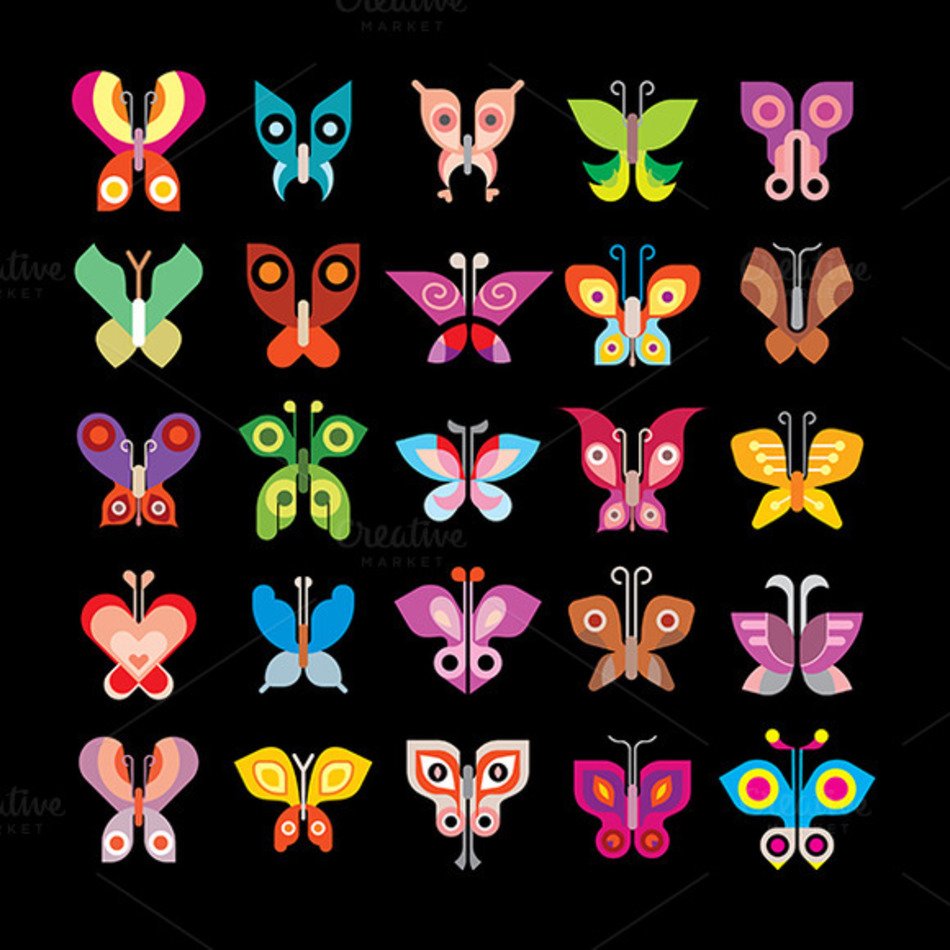 CreativeMarket Watercolor Butterfly Collection 168515