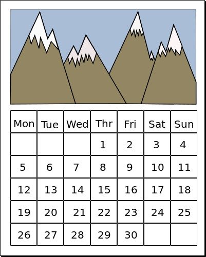 Calendar By Aqeeliz A Simple With Mountains