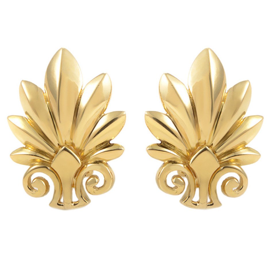 Ilias Lalaounis Yellow Gold Flower Clip On Earrings