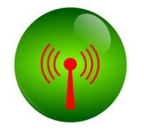 red antenna drawn on a green button