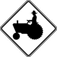 Black And White tractor Sign drawing