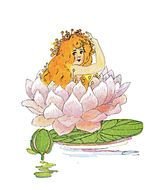 Beautiful and colorful drawing of the girl in the flower clipart
