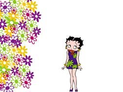 drawn Betty Boop on a flower card