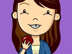 Eating red apple without the milk tooth clipart