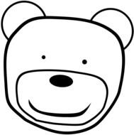 teddy Bear Head, Black And White drawing