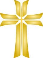 golden Christian cross, drawing, Religious Symbol