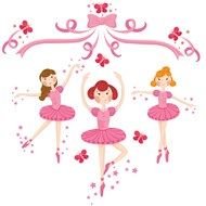 three ballerinas in pink as graphic illustration