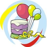 Birthday Cake And Balloons Clip Art drawing