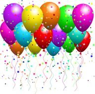 Birthday Celebration, bunch of colorful balloons and stars