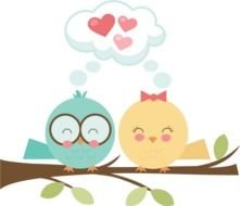 Cute Love Birds Clip Art drawing