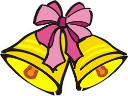 painted two yellow bells with a pink bow