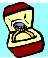 Colorful ring in the jewelry case clipart