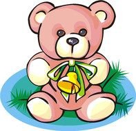 drawing of a bear with a bell