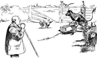 farm as a black and white graphic illustration