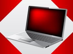 laptop with red screen as picture