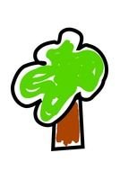 child's drawing of a tree with a green crown