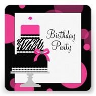 Zebra Birthday Party Invitations