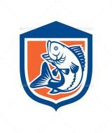 GraphicRiver Largemouth Bass Jumping Side View Shield Retro 9290667