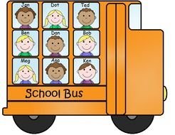 drawing of a school bus with children