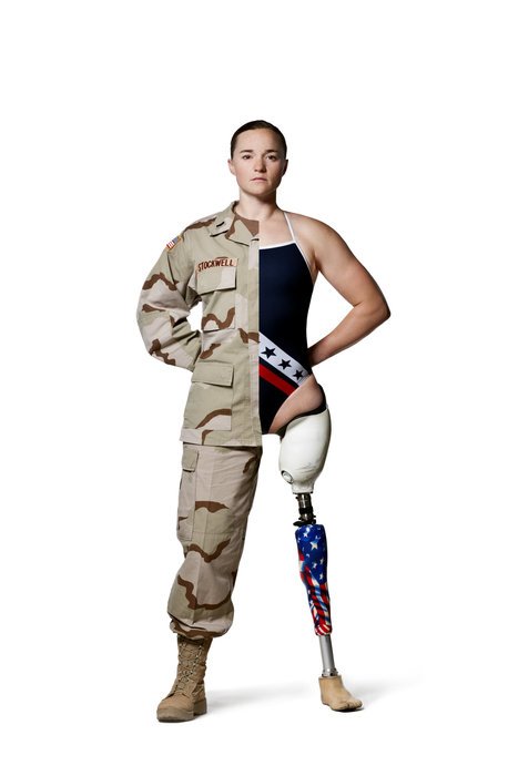 Wounded Female Soldier without left leg
