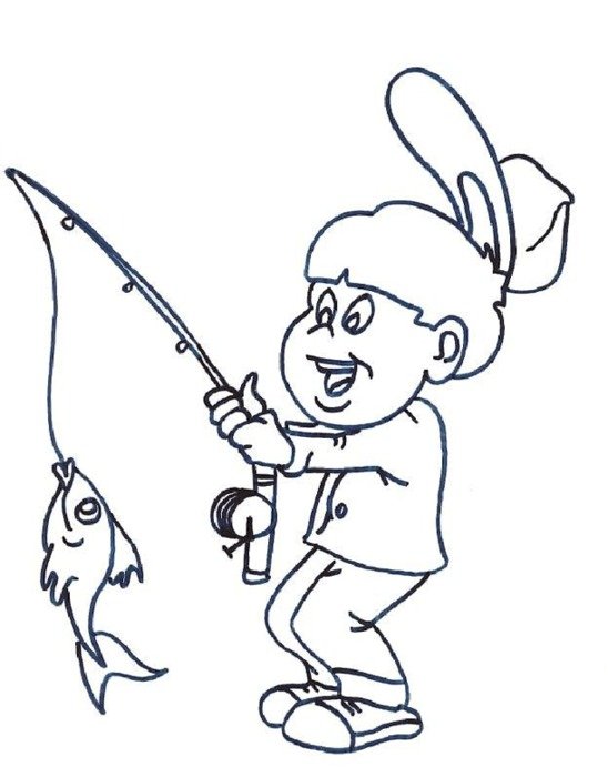 Cartoon Boy Fishing N2