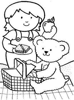 Picnic Coloring Page Friends