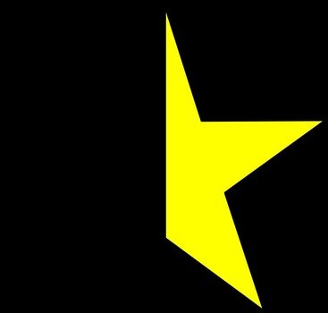 image of a half star on a black background