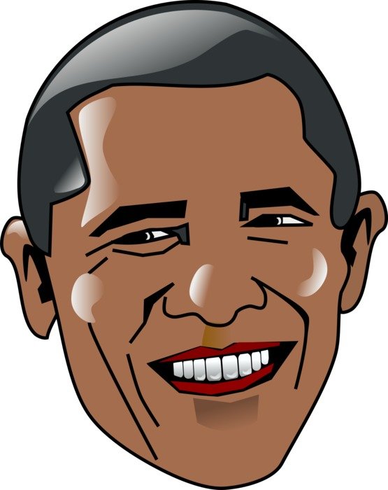 the head of Barack Obama is drawn