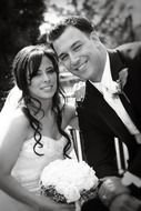 black and white photo of a happy married couple