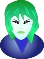 portrait of an angry woman with green eyes