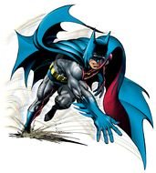 cartoon Batman hastening to the rescue