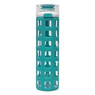 plastic and glass water bottle