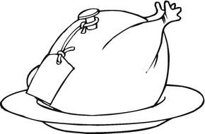 Thanksgiving Turkey Ready For Some Stuffing, outline