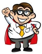 Funny Cartoon Nerd Superhero