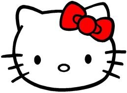 Hello Kitty Face with red bow, drawing
