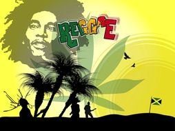 Colorful Bob Marley clipart