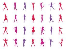 clipart of the Dancing Girl Silhouettes