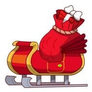 Santa Claus Sleigh with gift bag, Clip Art