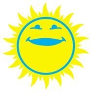 painted yellow sun with a blue smile