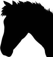 black Silhouette of Horse Head