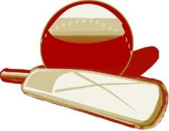 Clip art illustration of Cricket Bat And Ball