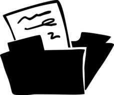 symbol of a black folder with documents