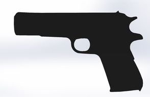 Black silhouette of the pistol clipart