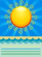 Summer sun an sea drawing