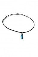 blue pendant on a leather cord