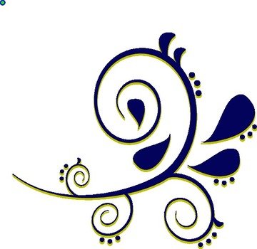 Paisley Curves Blue Clip Art