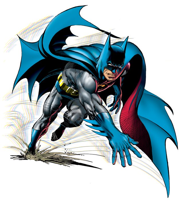 cartoon Batman hastening to the rescue
