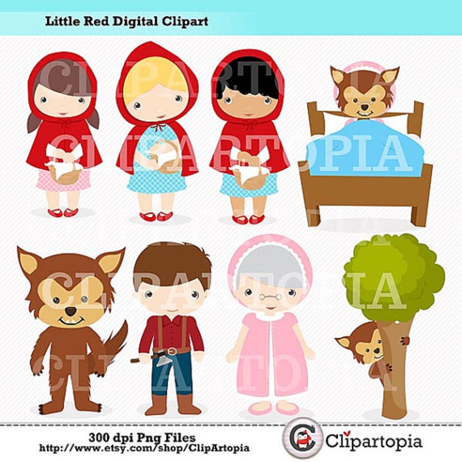 Caperucita Roja Digital Clipart Para Uso Personal Y Comercial